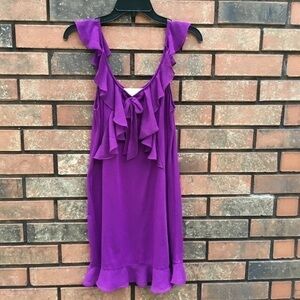 OSCAR DE LA RENTA Purple Ruffle Chemise. EUC.